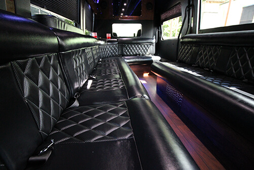 Comfortable leather seating on limo